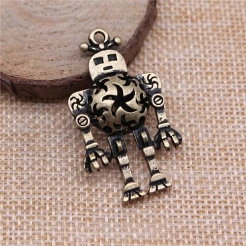 Free shipping 9pcs 42x25mm antique bronze robot charms diy retro jewelry fit Earring keychain hair card pendant accessories