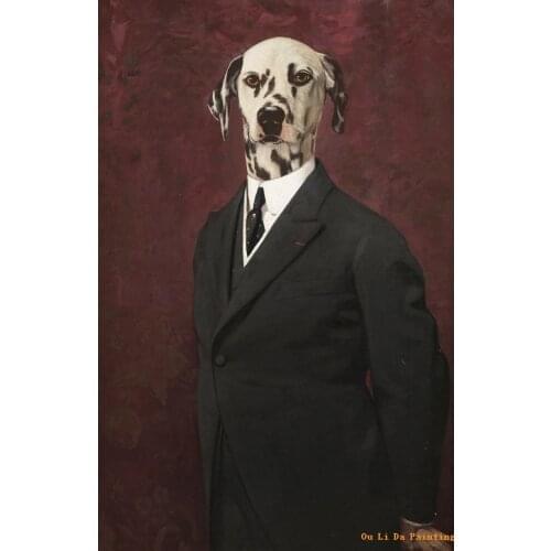 Free shipping modern cartoon Mr dog suit oil painting canvas painting prints on canvas kid room wall art decoration pictures
