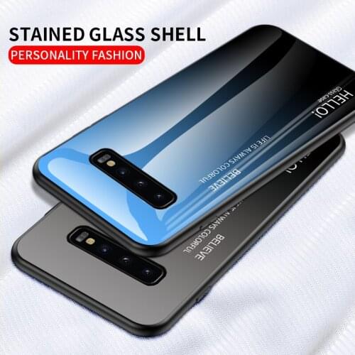 Color gradient glass case for samsung s7edge s7 s9 s10 thin scratch resistant tempered glass back cover for galaxy s20 s21ultra