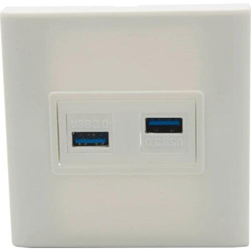 EU 86 Style 2 Ports USB 3.0 Female To Female Wall Plate
