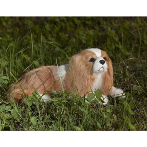Fancytrader Simulated Stuffed Plush Cavalier King Charles Spaniel Dog Toy for Children Realistic Quality Dog Doll 20cm 7inch