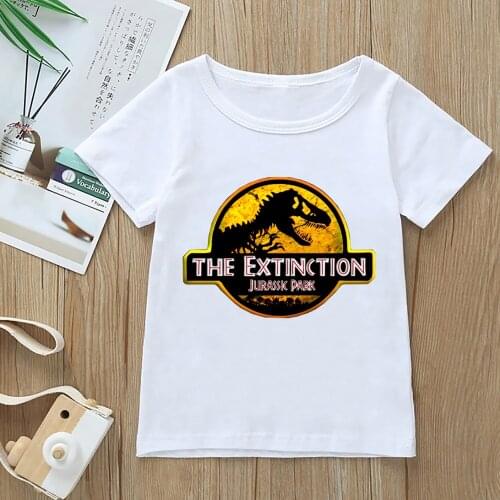T-shirt For Boys Girls Jurassic Park Tshirts Kids Clothes Dinosaur Animal Print Design T Shirt Camisetas White Tops,YKP192