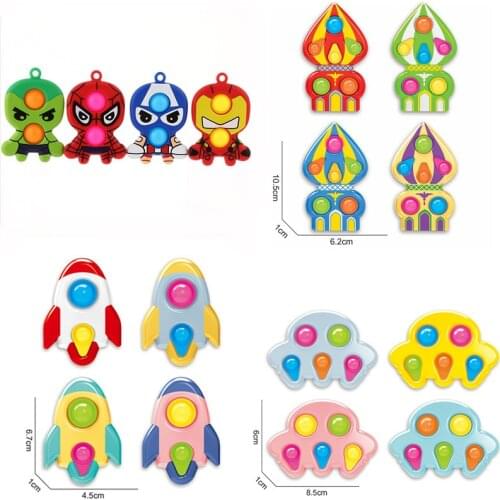 Fidget Toys Sensory Bubble Pop Its Simple Dimple Cute Universe UFO Squeeze Anti-stress Childrens Keychain Toy