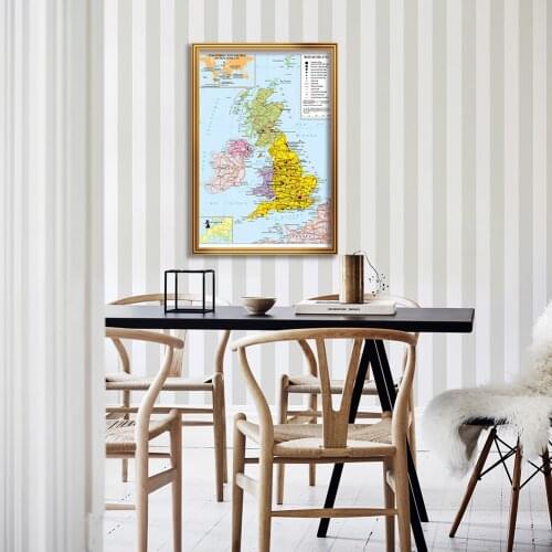 59*84cm Political Map of The United Kingdom In French Wall Art Poster Canvas Painting Home Decoration School Supplies