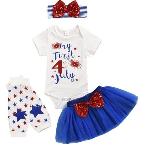 Toddler Baby Girl Short Sleeve Tops Romper Bodysuit Ruffle Lace Skirt Outfits Clothes 0-12 Months 4PCS