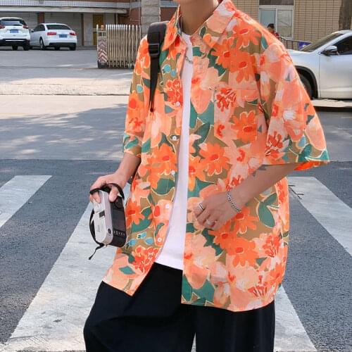 Summer Hawaiian Shirts Mens Fashion Casual Shirts Men Streetwear Loose Short-sleeved Shirts Mens Floral Shirts S-2XL