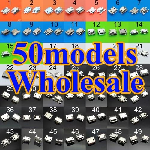 Hot sale 50 models Charging Connector micro usb jack for Samsung ASUS SONY HP HTC ZTE Huawei Xiaomi Redmi Lenovo OPPO Gionee