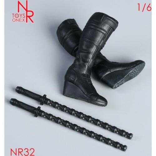 Hot Sales NRTOYS 1/6th NR32 Widow Boots Black Electric Police Baton Model For 12inch Doll Action Collection