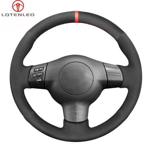 LQTENLEO Black Suede Car Steering Wheel Cover For Toyota Corolla RAV4 2003-2006 Caldina 2002-2007 Wish 2003-2009 Scion tC xA xB