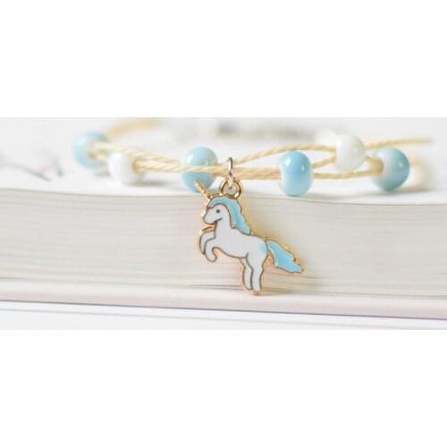 Cute Unicorn Pendants Charm Bracelet For Women Girls Simple Ceramic Beads Bracelets Friendship Jewelry