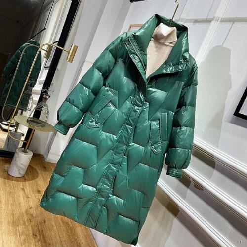 Fashion High Quality Jacket Female Womens Winter Coat 2021 New Long Plus Size 90% White Duck Down Korean Loose Solid Color