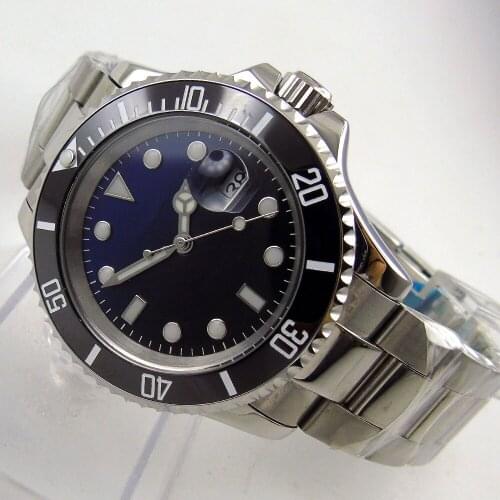40mm Blue black Dial Sapphire Glass Date Luminous NH35A Automatic Movement Mens Watch