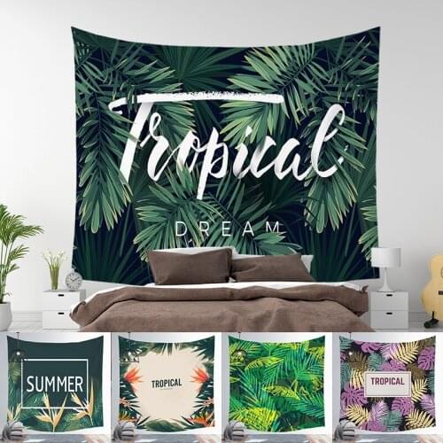 Tropical Plant Printed Tapestry Wall Hanging Nordic Ins Home Living Room Bedroom Fabric Hanging Painting Background Decoration