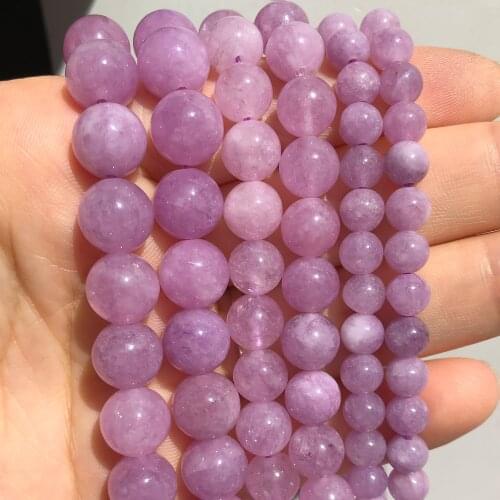 Natural Stone Purple Chalcedony Jades Stone Round Crystal Spacer Beads For Jewelry Making DIY Bracelet Necklace 15" 4/6/8/10mm