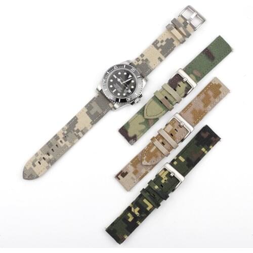 Onthelevel Military Camouflage Canvas Watch Band 20 22mm Army Waterproof Watch Strap For Seiko/Tudor Divers Watches Belt #D