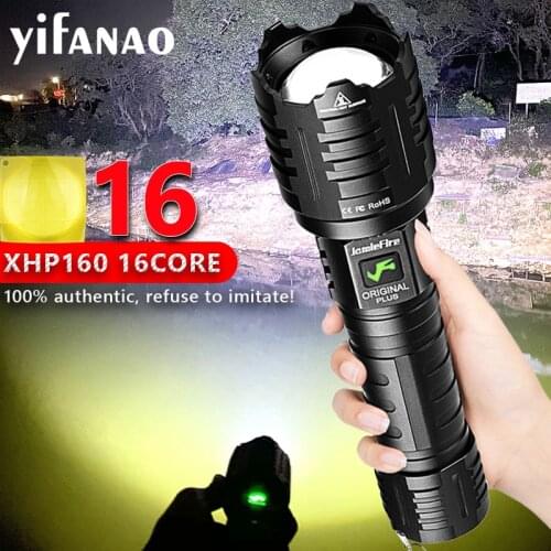 Original XHP160 LED Flashlight Powerful Rechargeable Tactical Flashlight 5800LM Zoom IPX5 Waterproof Outdoor Lighting Power Bank