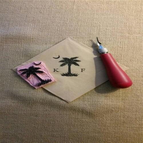 Personalized Napkins Small Palmetto Moon Wedding Paper Cocktail Custom Napkins South Carolina State Flag - Set of 50