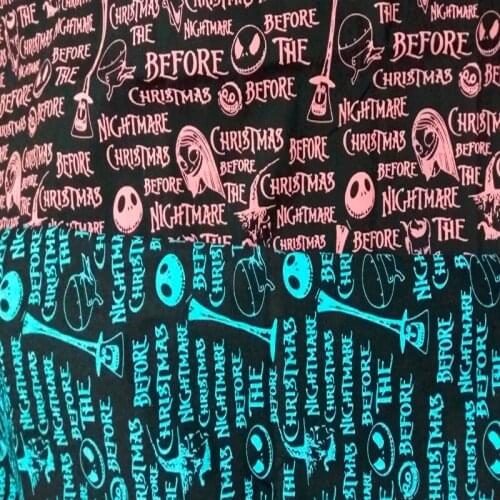 50x145cm Vintage Punk Cool Pink & Blue Skull & Letter Canvas Cotton Fabric Thick Fabric for mat Curtain Decoration Thick Canvas