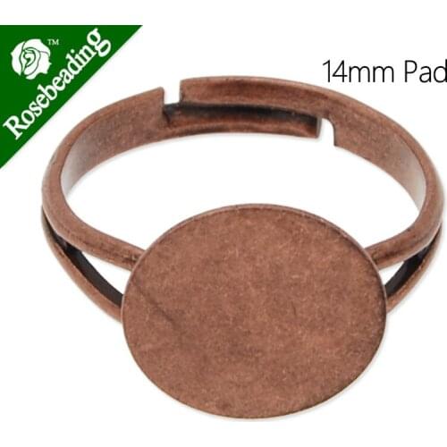 Antique Copper Plated Adjustable Ring Blanks Base With 14mm Blank Pad,ring settings blank,ring blanks,Sold 20pcs/lot-C4670