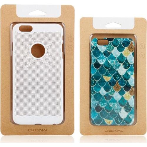 Luxury Cell Phone Case Retail Packaging Red Kraft Paper Package PVC Window Pouch Case Box Package Bag For iPhone 8 7 Plus Cover