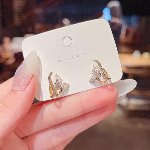 Korean New Delicate Zircon Flower Earrings for Women Trendy Stud Earrings Jewelry Female Fashion Elegant Simplicity Ear Studs