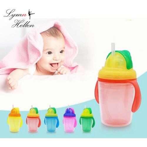 230ML Baby Infant Water Bottle Children Straw Silicone Cup Feeding Drinking Double Layer Handle Toddler Training Feeding Cup