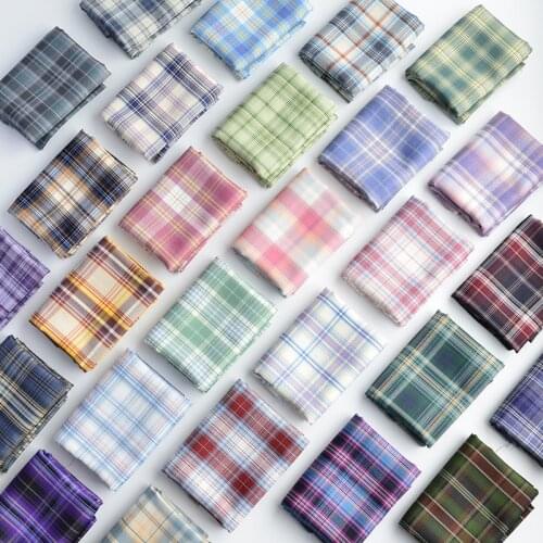 Yarn-dyed Plaid Fabric JK Skirt Large Intestine Hair Circle Bow Tie College Japanese Uniform Pleated Skirt Handmade DIY Fabric