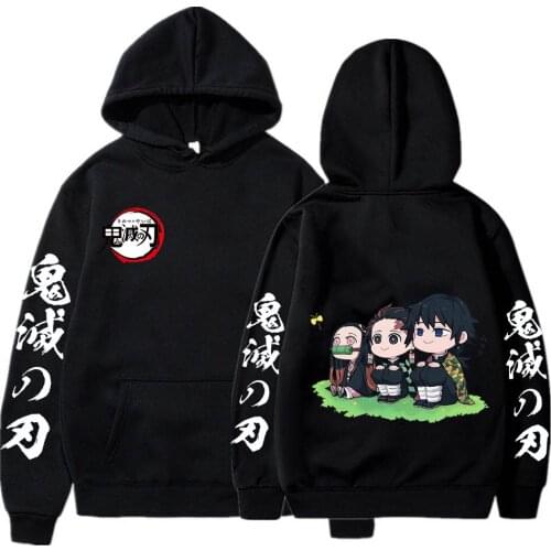Demon Slayer Anime Hoodies Kimetsu no Yaiba Kawaii Tanjirou Kamado Giyuu Tomioka Unisex Long Sleeve Cartoon Harajuku Sweatshirts
