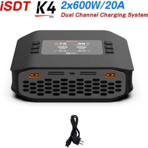 ISDT K4 1~8S Lithium Battery Smart Charger 20A 600W AC/DC IndependentDual Mode Dual Channel For Lipo Battery charge Rc Toy
