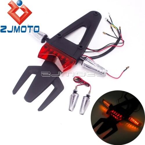 LED Taillight For Custom Motorcycle Enduro Trial Dirt Bike LED Stop Light ABS Rear Fender Mudguard Turn Signal Lamp Universal
