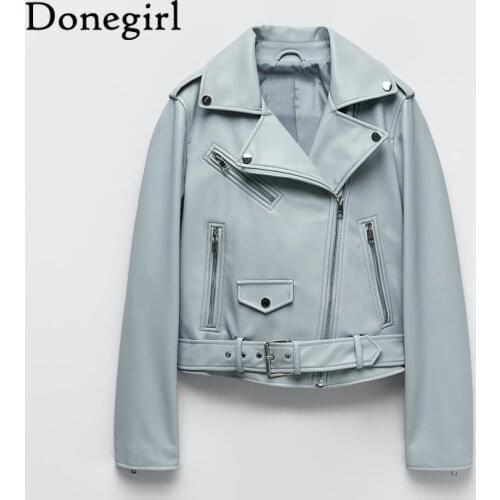 New 2021 Spring And Autumn Sashes Pu Faux Leather Jacket Women Zipper Slim Short Biker Jackets Coat Female Outwear Tops Casacos