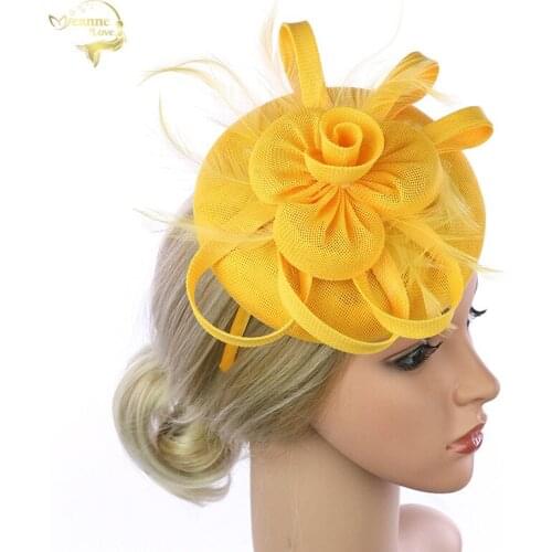 Womens Pillbox Fascinators Hat Headband Clip Sinamay Ladies Hat Flower Feathers Wedding Bridal Hat Tea Party Headwear for Girls