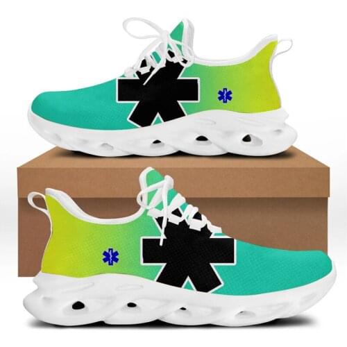 WHEREISART Paramedic EMT EMS Design Women Fashion Vulcanized Shoes Spring/Autumn Casual Flats Cushion Flex Control Sport Sneaker