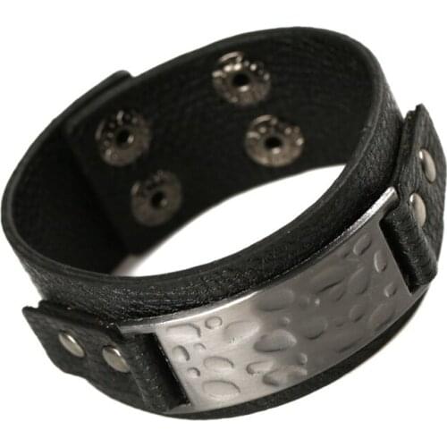 New Trendy Casual Black Vintage Punk Rock Wide Wrap Alloy Charm Genuine Men Leather Bracelets For Women Femme Jewelry