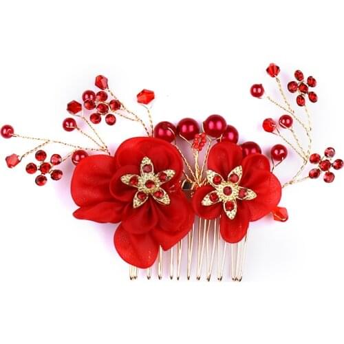 Trendy Floral Pearl Hair Combs Wedding Hair Jewelry for Women Bridal Hairpins Hair Accessories for Brides FORSEVEN CY161117