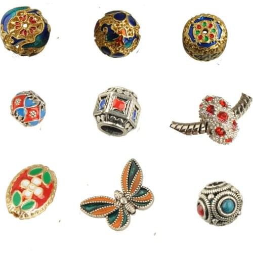 Gold Beads Epoxy Bracelets Mixed Various Artifact Decoration Findings DIY Flower Butterfly Metal Enamel Jewelry Components 22pcs