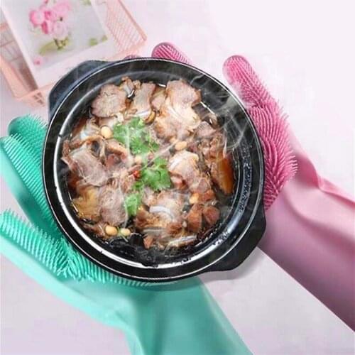 -40~230C Available Dishwashing Gloves Silicone Dish Washing Gloves Household Microwave Oven Glove Car Pet Brush Cleaning Tools