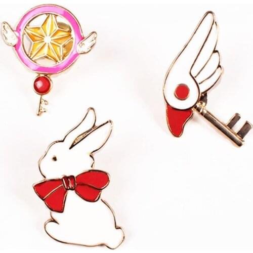 1pcs Japanese Animation Design Bird Head Star Rod Magic Wand Rabbit Cartoon Metal Enamel Pin Brooch Denesim Clothes Backpack