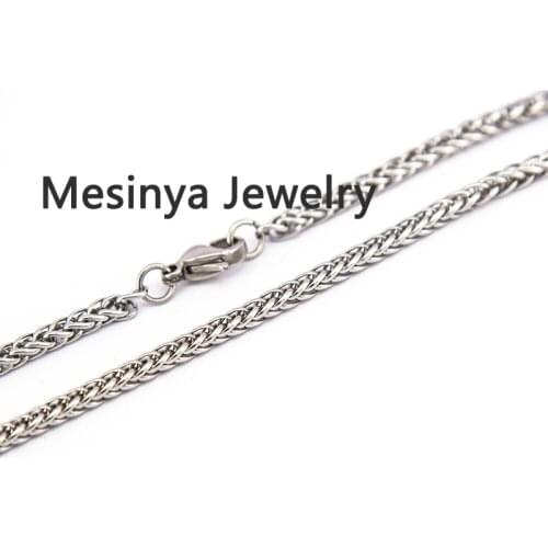 10 pcs 316L Stainless steel 54CM length 3.1x2.8mm braided wheat chain for dangle charm floating glass locket ,no locket