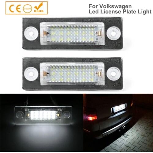 2Pcs LED License Number Plate Light Lamps For VW Passat B5 B6 Caddy Golf Plus MK4 MK5 Transporter T5 T6 Touran Jetta Syncro