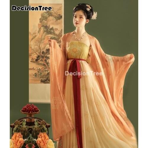 2021 woman hanfu chinese style tang dynasty fairy elegant dress oriental embroidery stage dance costume festival wear hanfu