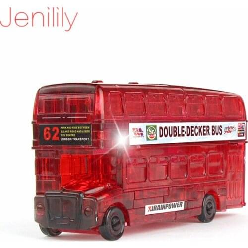 3D Bus Crystal Puzzles Toys For Kids Adult Puzzle DIY 3D Puzzles Jigsaw Assembly Model Intelligent Educational Toys For Children