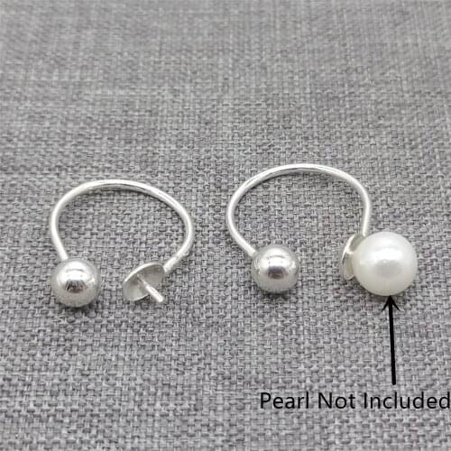 4prs of 925 Sterling Silver Non Pierced Earring Ear Wires for Pearl Jewelry