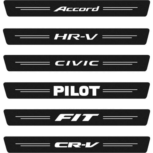 4Pcs For Honda Accord CL7 VII Civic EK EG FD FC X 7 8 9 10 Pilot Fit HRV CRV 3 4 5 Car Door Threshold Sticker Tuning Accessories