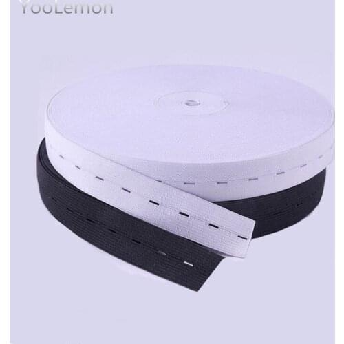5 meters White and Black Sewing Knit Buttonhole Flat Elastic Bands 20mm SJD08