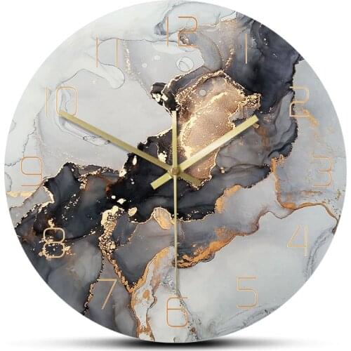 Abstract Alcohol Ink Printed Wall Clock Modern Art Marble Texture Silent Quartz Clock Watercolor Painting Home Decor Wall Watch