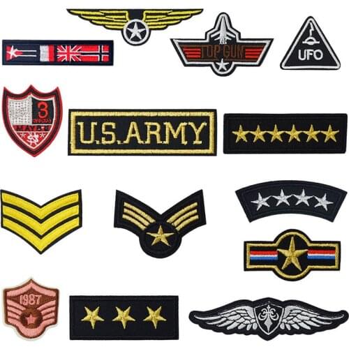 Army Military Rank Iron On Needlework Embroidery Patch Woven Knitwear for Backpacks Pants Shoes Clothes Tailor Embellishment