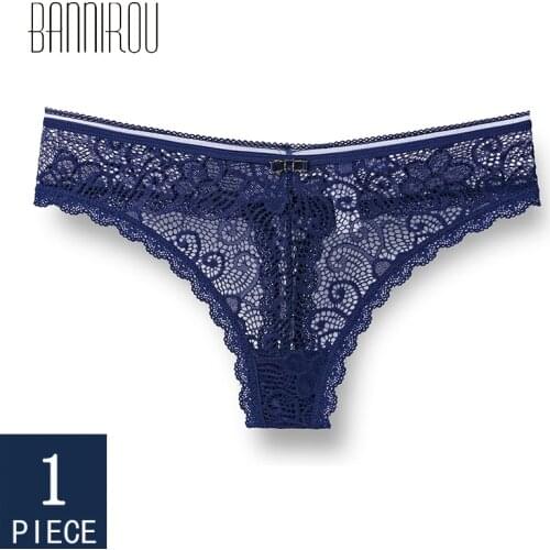 BANNIROU Sexy Lingerie Underwear For Woman 2021 New Lady Lace T-back For Woman Panties Female Thongs Wholesale Dropshipping 1Pcs
