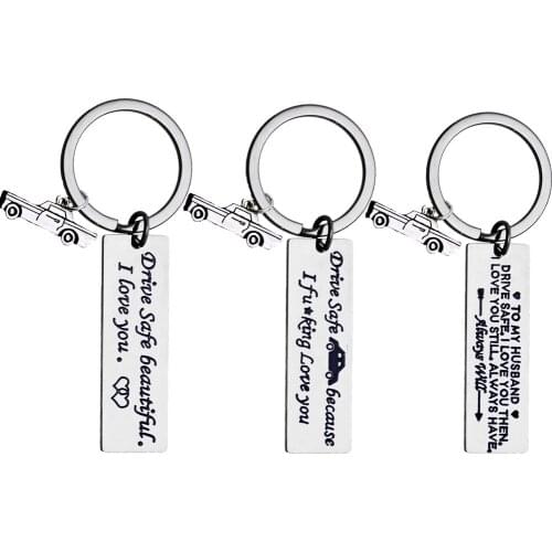 Car Charm Keychain Drive Safe Gift Mom Dad Brother Boys Husband Couple Lover Wife Love Keyring Key Chain Family Jewelry