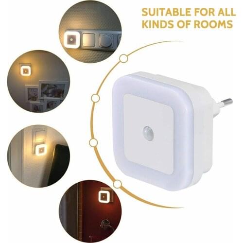Household 4Pcs Atmosphere Wall Night Light 0.5W Square Socket LED Light Supplies Children Bedroom Mini Warm White Lamps